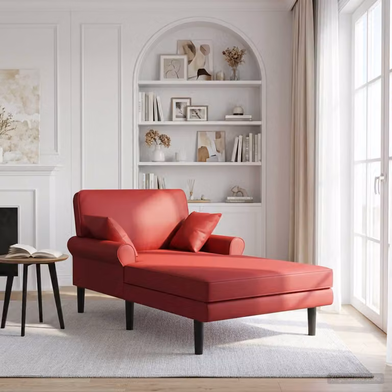 Chaise longue moderna vidaXL in similpelle rossa con cuscini, L: 174 cm, P: 106 cm, H: 86 cm