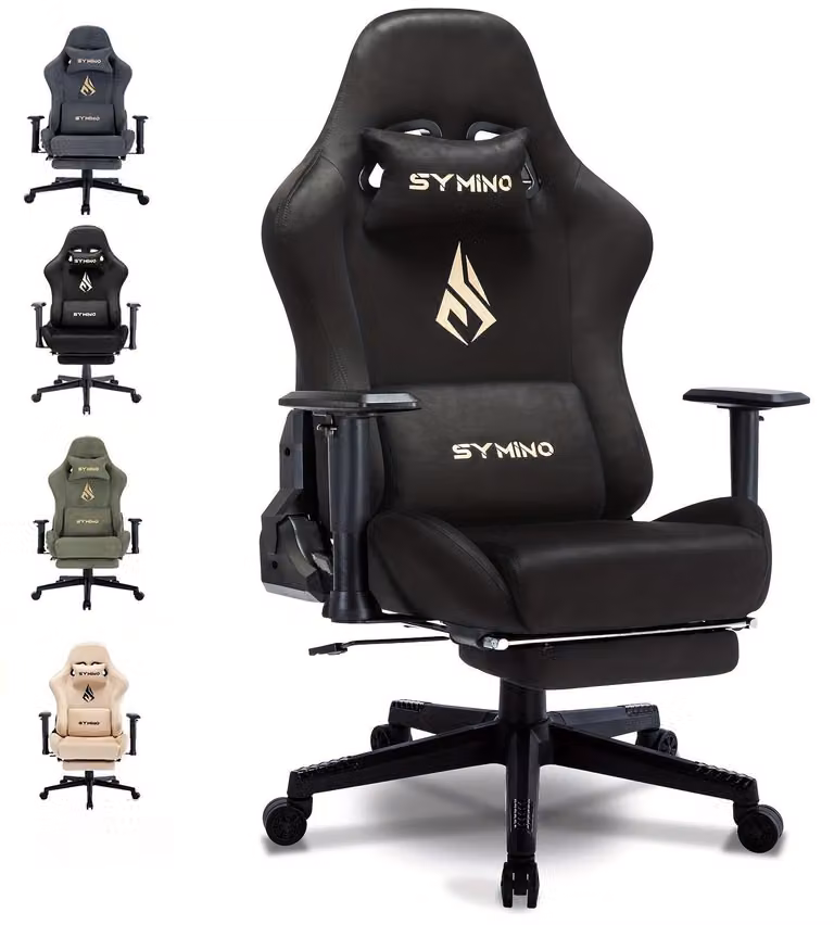 Sedia da gaming, sedia da ufficio – Sedia ergonomica con imbottitura in memory foam e poggiapiedi estraibile