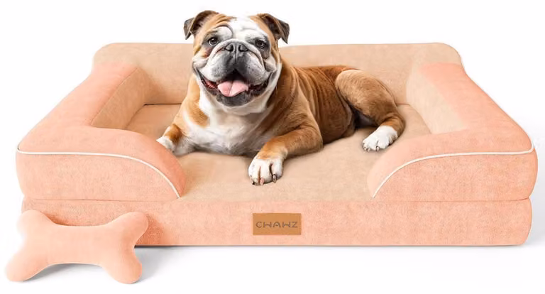 Cuccia ortopedica per cani, 91x69 cm, con memory foam traspirante, lavabile, colore rosa pesca