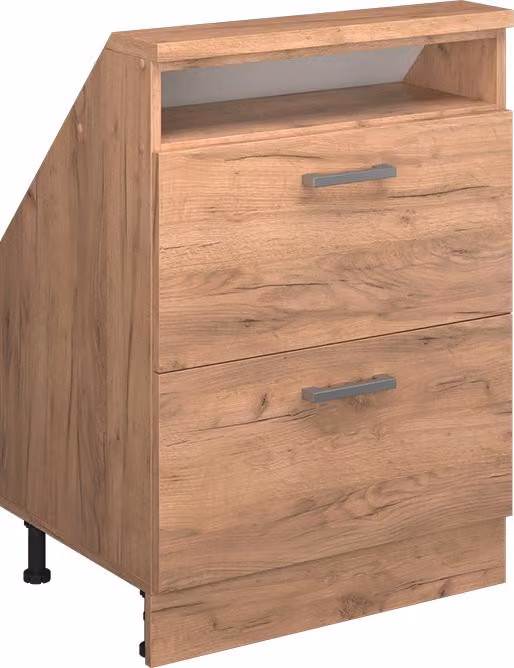 Mobile cucina sottotetto Vicco R-Line Rovere dorato 60 cm con 2 cassetti, Model 58227