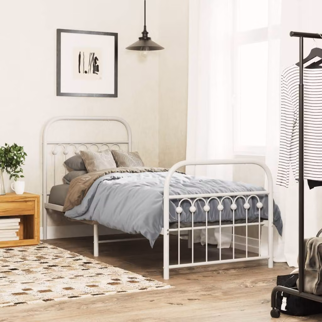 vidaXL Giroletto in metallo con testiera e pediera, Bianco, 80 x 200 cm
