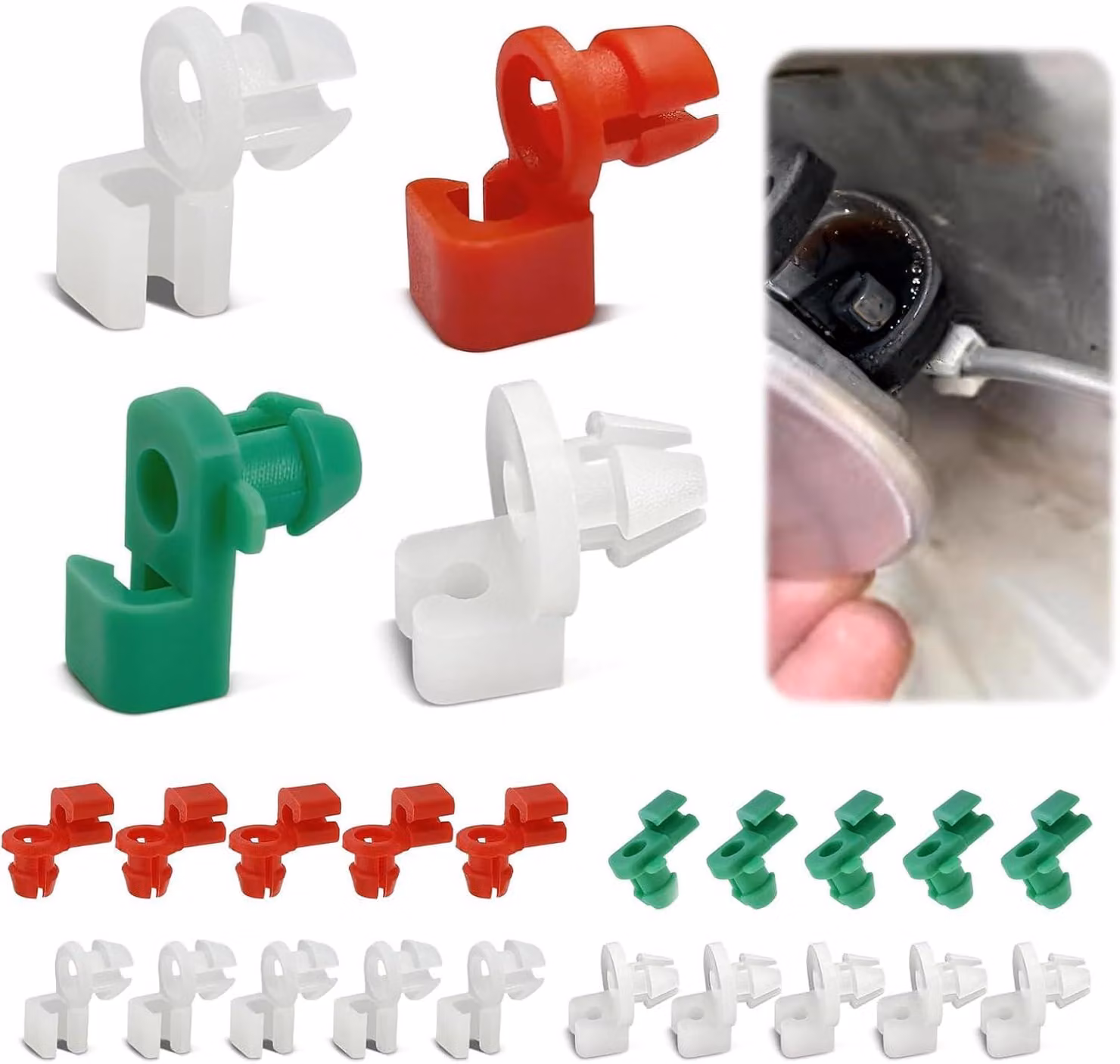 Set di clip per serrature delle auto, composto da 24 pezzi, in plastica, adatto a fori di 2-3,5 mm e 5,5-6,5 mm, universale