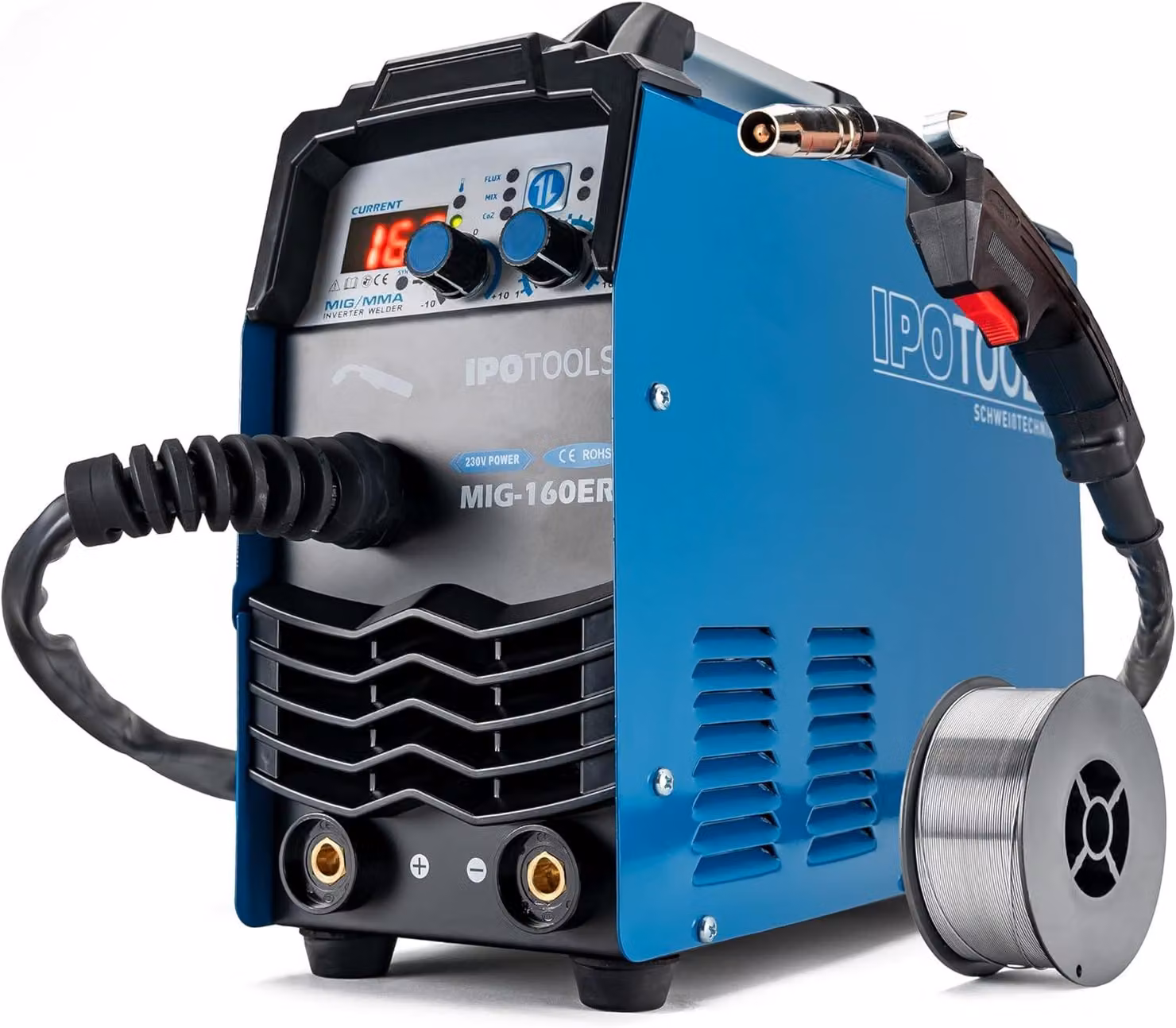 Saldatrice - MIG/MAG 160A con filo animato e supporto MMA