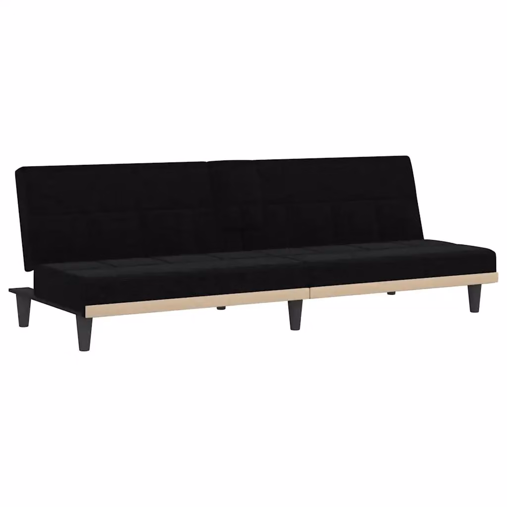 Divano Letto Moderno vidaXL in Tessuto Nero con Funzione Click-Clack, Portabicchieri e Ricarica USB – 2