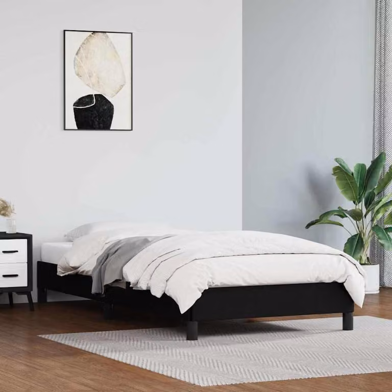 Giroletto vidaXL in similpelle nero con doghe in legno L/P: 200 x 90 cm