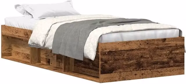 Letto singolo per adulti in legno di pino color marrone con struttura a doghe fisse L/P/H: 90 x 190 x 35 cm