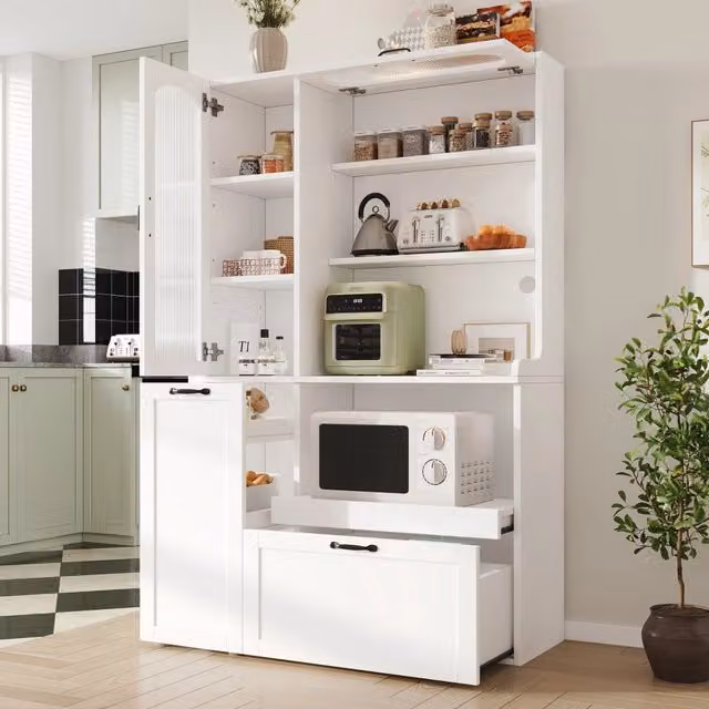 Credenza da cucina con ripiani regolabili; cassetto e ripiano estraibile in MDF 98 × 40 × 177 cm