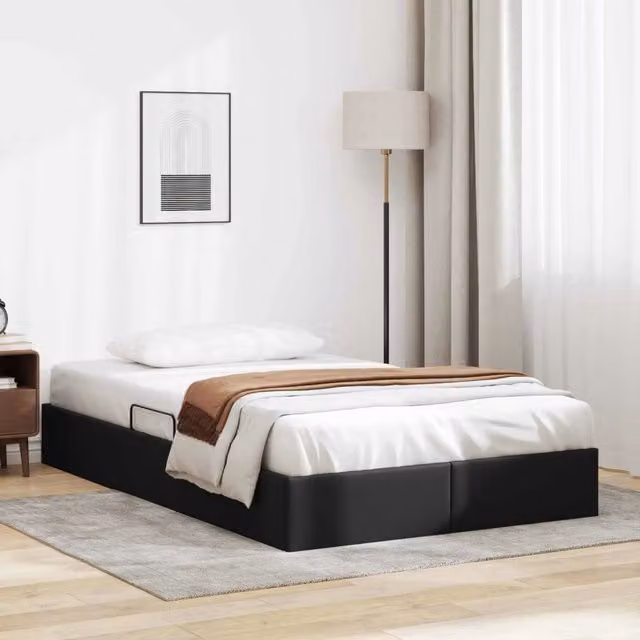 Letto ottomano Nero 120 x 200 cm Pelle Sintetica 3442766