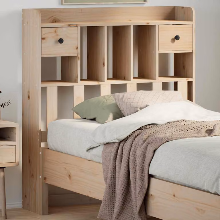 Testiera con Ripiani Integrati vidaXL in Legno Massello di Pino Marrone per Camera da Letto