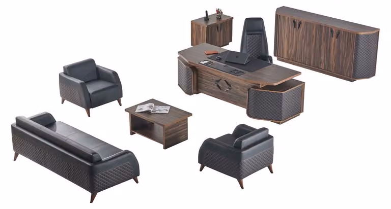 Schreibtisch Sofas Arbeitszimmer Komplett Set Büroeinrichtung Garnitur