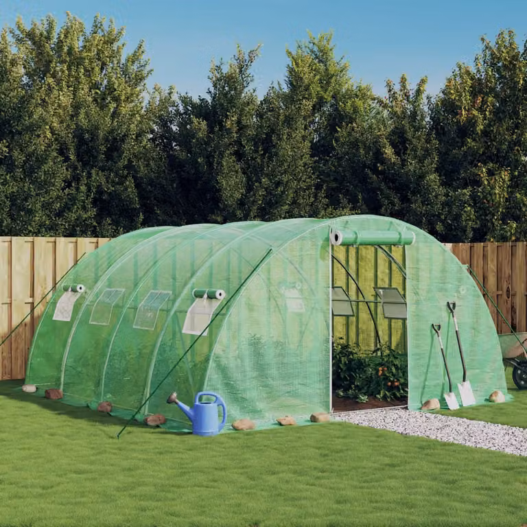 Serra vidaXL con telaio in acciaio galvanizzato verde, superficie di 16 m², L/P/H: 4 x 4 x 2 m