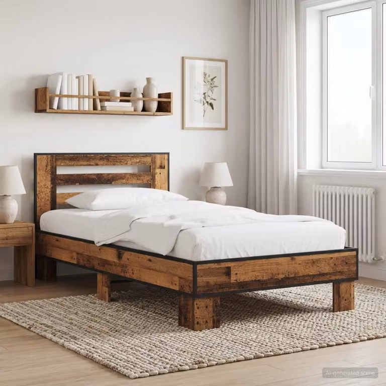 Struttura letto con testata vidaXL in legno color marrone L 80 cm x P 200 cm