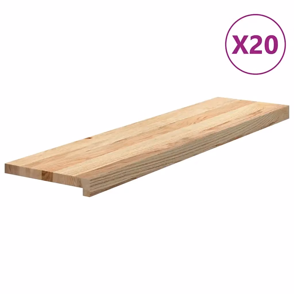 Set di 20 gradini in rovere massello non trattato VIDAXL, colore marrone, L 100 cm x P 25 cm x H 2 cm – 2