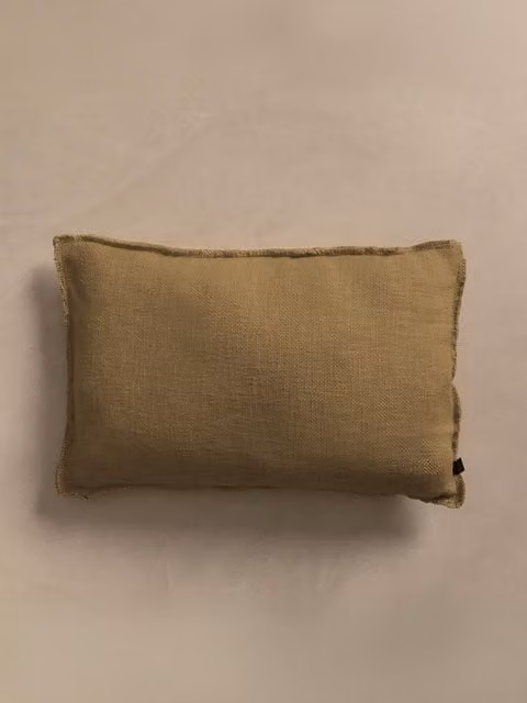 Cuscino rettangolare Lisse Kenay Home colore giallo in cotone e lino, L/P/H: 40 x 40 x 40 cm