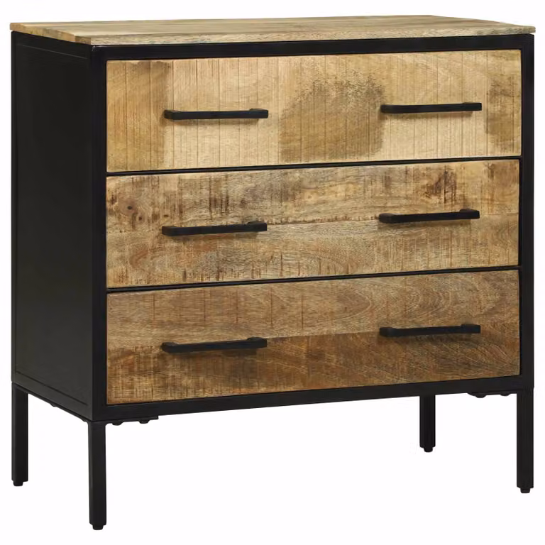 Credenza con cassetto vidaXL in legno massello di mango e acacia, colore marrone, L 70 cm x P 35 cm x H 70 cm