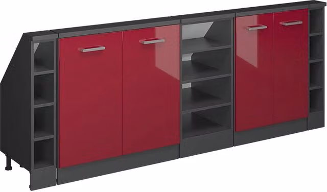 Set di mobili sottotetto Rion Rosso lucido/Antracite Set di 5 Vicco