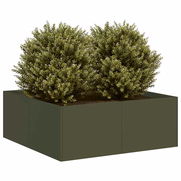 Fioriera vidaXL in acciaio verde per orto e giardino L: 80 cm, P: 80 cm, H: 30 cm