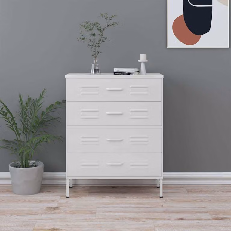 vidaXL Cassettiera in Metallo Bianca per Home Office L: 80 cm, P: 35 cm, H: 101,5 cm