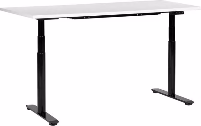 Scrivania regolabile in altezza elettricamente bianco e nero 160 x 72 cm Struttura in acciaio verniciato a polvere