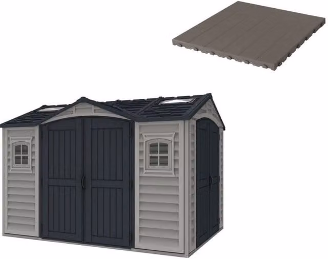 Pavimento per Casetta Box da Giardino 326x240x235 cm in Plastica Grigio