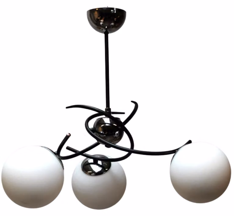 Lampada a sospensione VIRAL nera-cromata 3xE14x10W in metallo, dimensioni: 56x55x55 cm, IP20, Alfa