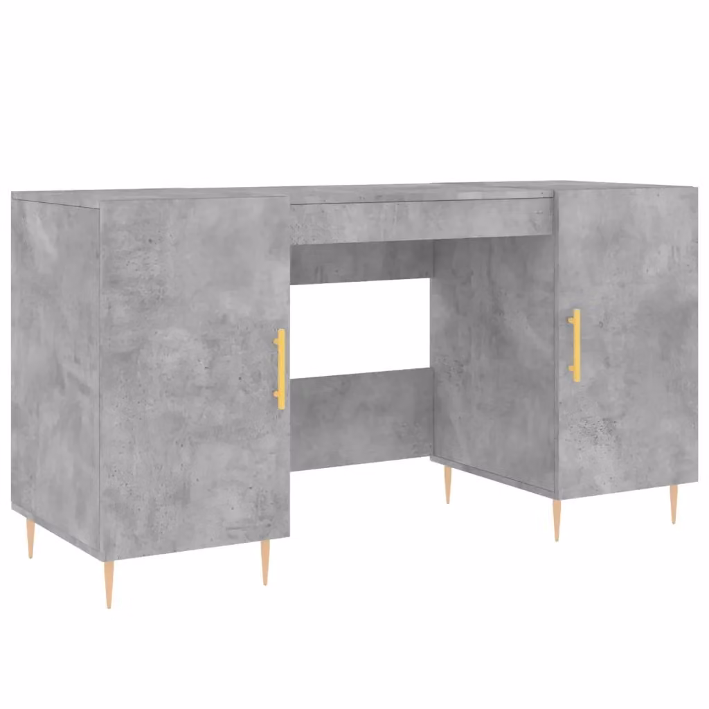 Scrivania vidaXL in stile industriale con piano in legno e struttura in metallo, Grigio e Oro, L 140 x P 50 x H 75 cm – 2