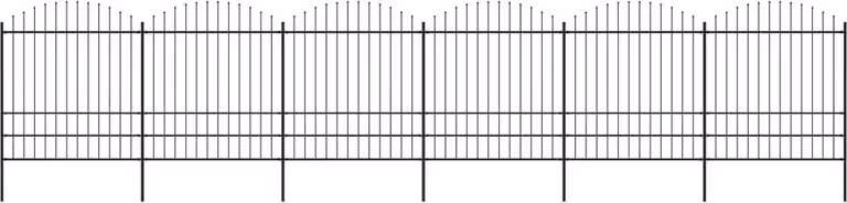Recinzione da Giardino con Punta a Lancia in Acciaio 1070x200 cm Nera