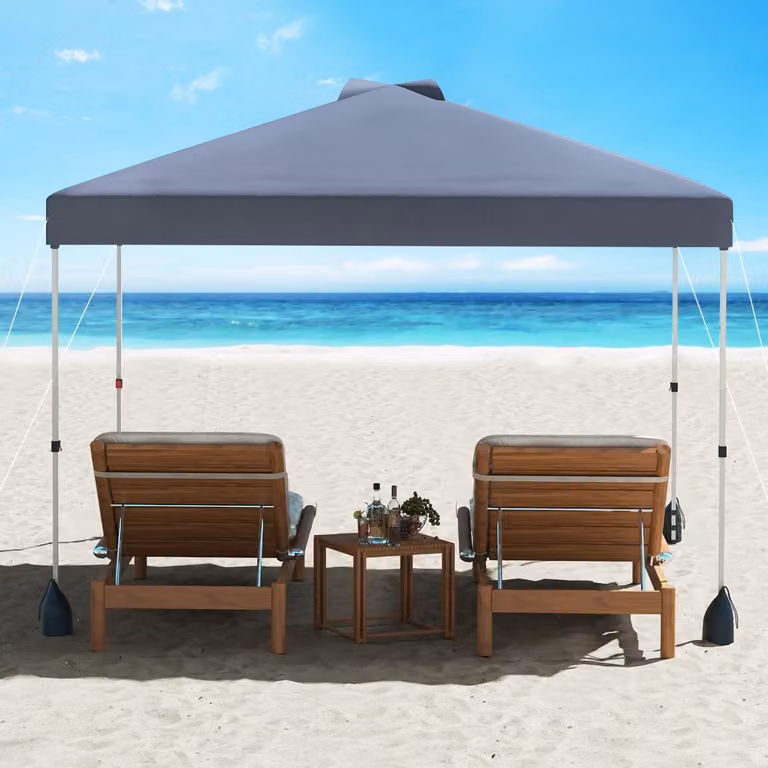 Tenda da patio pieghevole Costway per eventi commerciali con borsa con ruote, Grigio, L/P/H: 300 x 300 x 286 cm