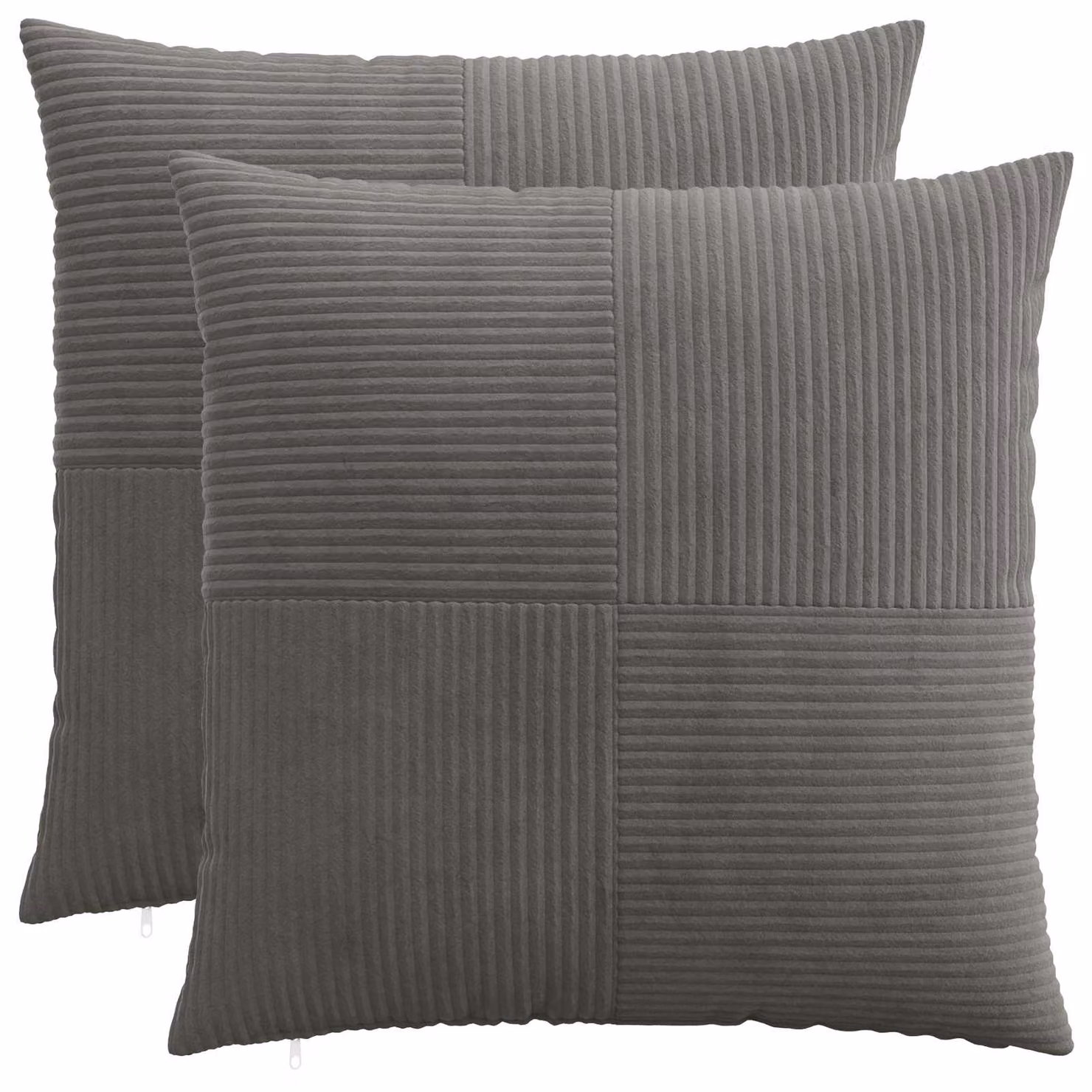 Set di 2 federe vidaXL ALMELO in velluto a coste grigio scuro, L 80 x L 80 cm