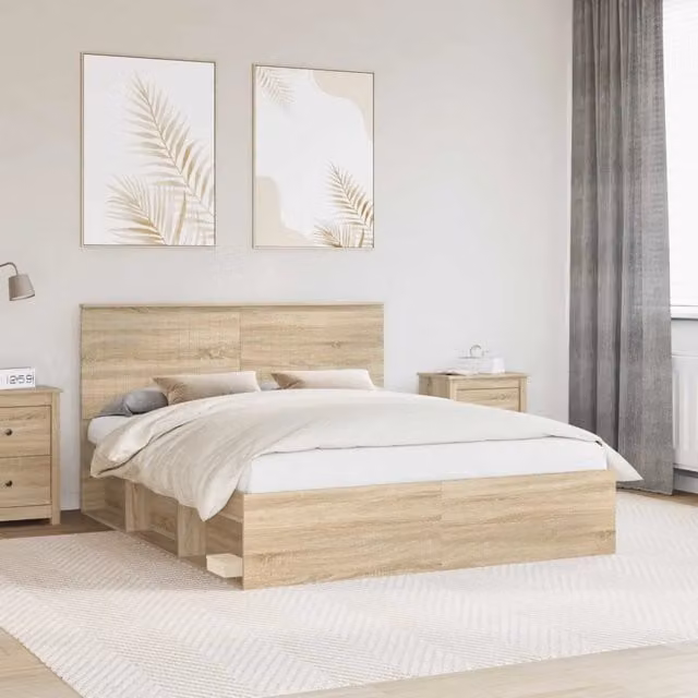 Struttura del letto Rovere Sonoma 160 x 200 cm Pino massello 3410985