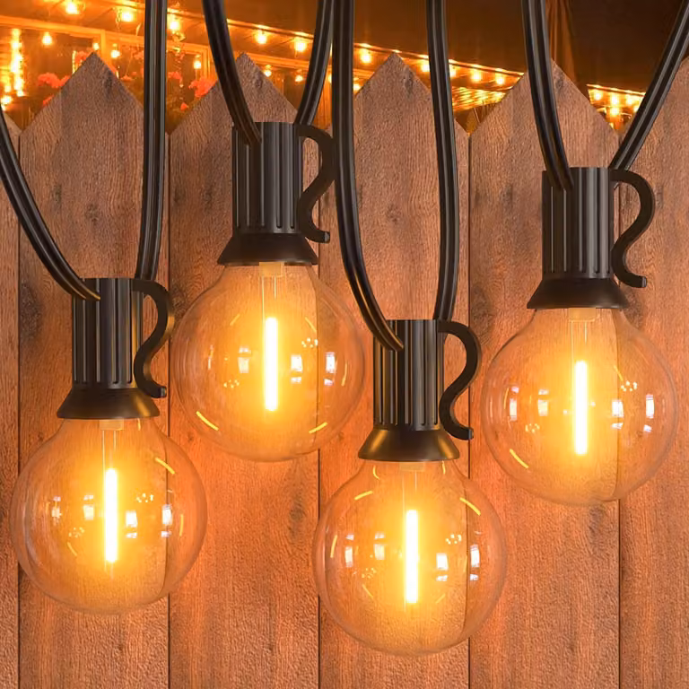 Catena luminosa LED per esterni, adatta sia per interni che per esterni, lunga 7,6 metri. Catena di luci a incandescenza per esterni, bianco caldo, impermeabile, con lampade in plastica, ideale per il giardino
