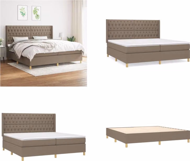 vidaXL Letto boxspring con materasso Taupe 200x200 cm in tessuto - Letto boxspring - Boxspringbetten - Bett - Schlafzimmermöbel