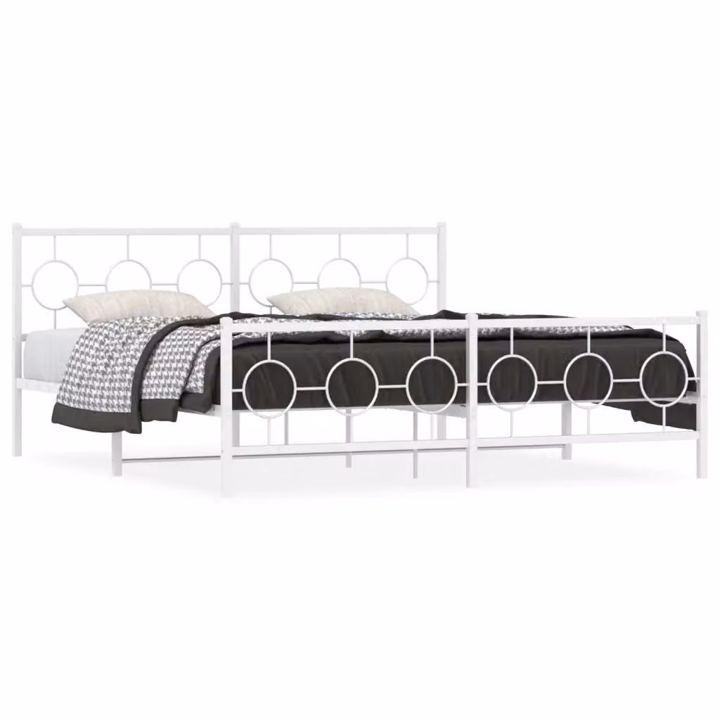 Giroletto con testiera e pediera in metallo bianco vidaXL L/P/H: 180 x 200 x 91 cm – 2