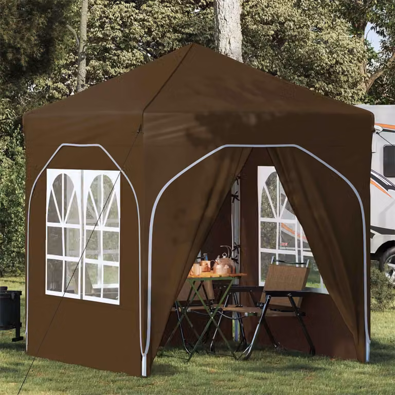 vidaXL Tenda per feste a pop-up in poliestere, Tortora, L/P/H: 192 x 192 x 245 cm