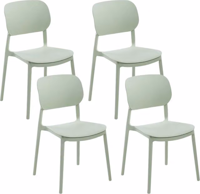 Set di 4 sedie da giardino impilabili Beliani in plastica verde, resistenti ai raggi UV e alle intemperie
