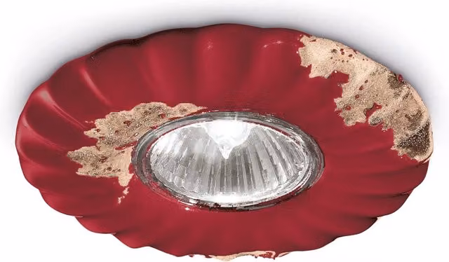 Spot Vintage Ferroluce in ceramica bordeaux e marrone, 1 luce GU10, diametro: 12 cm