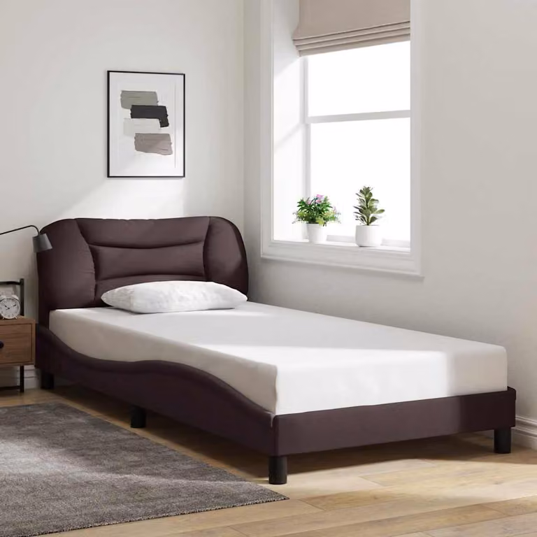 Giroletto senza materasso Hvar vidaXL in tessuto marrone scuro L 100 x P 200 cm