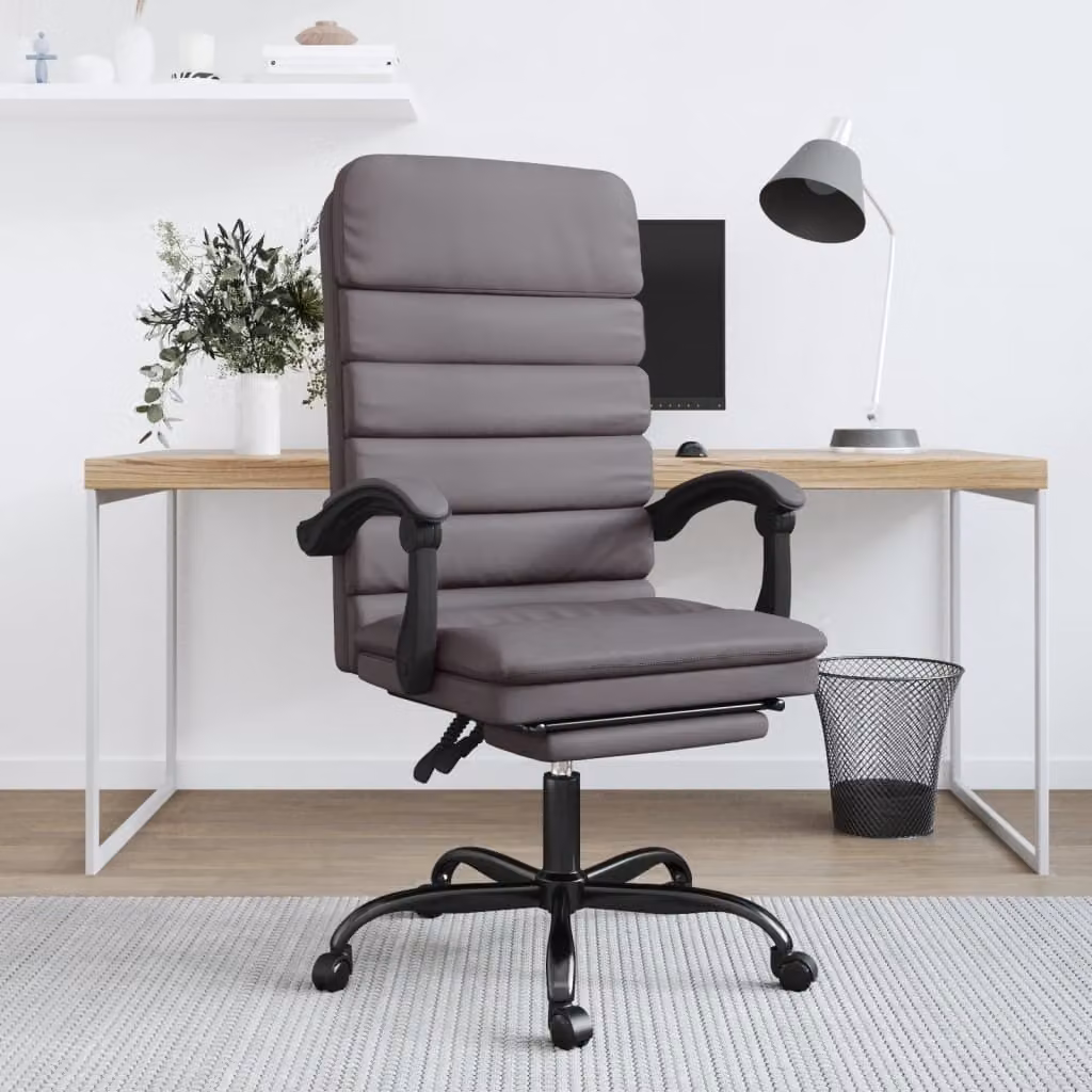 The Living Store Sedia da ufficio con funzione massaggio Similcuoio grigia