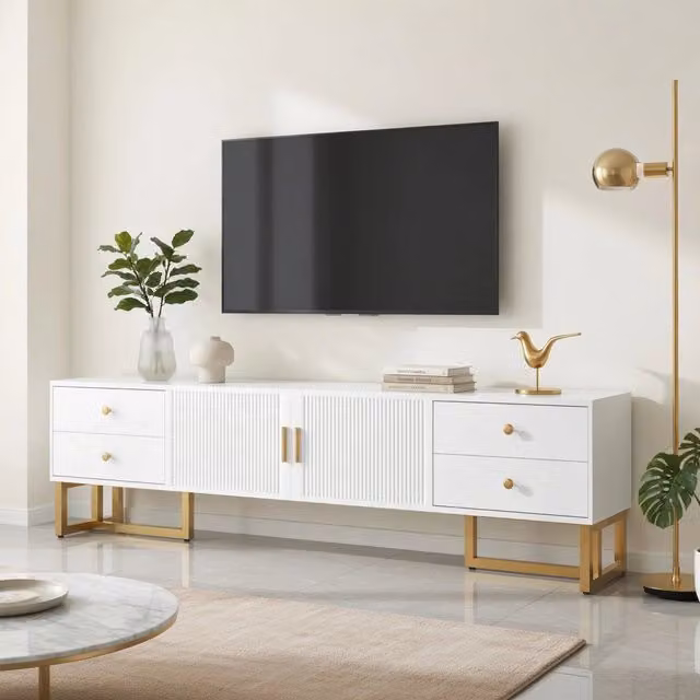 TV-Schrank bianco in MDF lunghezza 175 cm