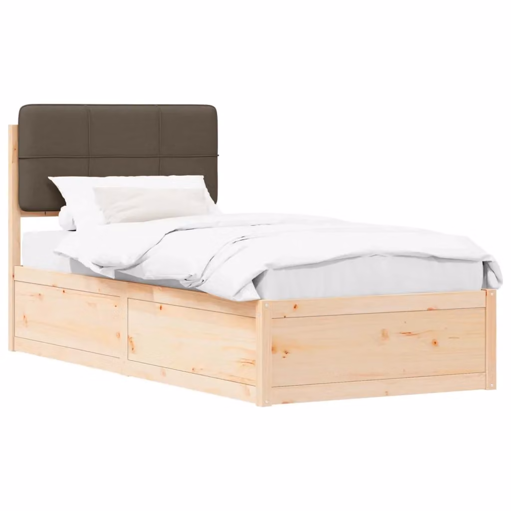 Letto con Testiera Rivestita in Tessuto e Struttura in Pino Massello vidaXL L: 195.5 cm, P: 80.5 cm, H: 93 cm – 2