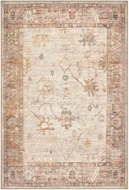 Tappeto ZIEGLER 19 stile vintage con disegno persiano classico, colore beige, lavabile e antiscivolo, L: 200 cm x P: 280 cm