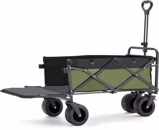 Carro da spiaggia pieghevole con grande capacità - 230 litri - fino a 200 kg di carico - ruote per terreno - cavi. Carro da trasporto.