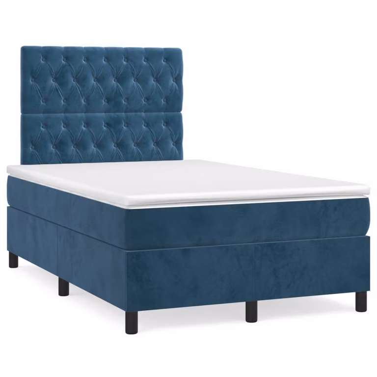 Giroletto a Molle con Materasso Blu Scuro 120x200 cm in Velluto