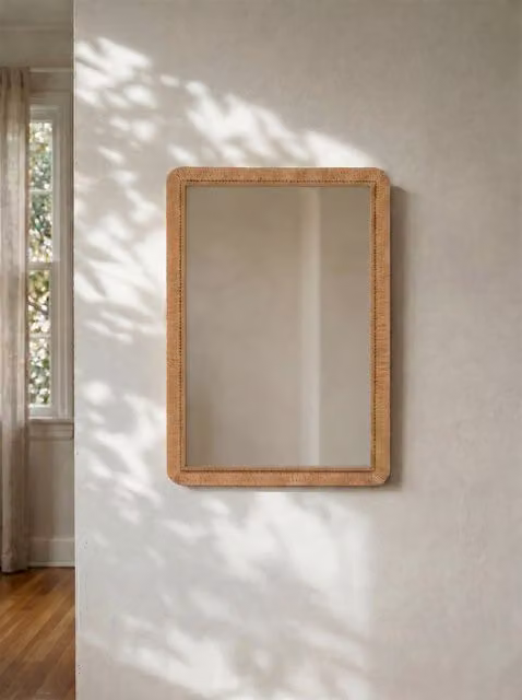Specchio rettangolare in rattan beige Kenay Home L: 90 cm, H: 60 cm – 1