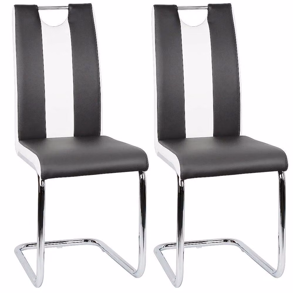 Set di 2 sedie da pranzo - Sedie imbottite per la cucina - Ecopelle - Design moderno - Senza braccioli - Adatte per sala da pranzo e soggiorno - Colore: nero