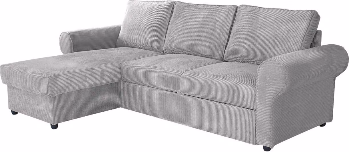 MIRJAN24 Divano ad angolo Monaco Cord, divano ad angolo con funzione letto e contenitore, divano imbottito indipendente a 4 posti (colore: Poso 110)