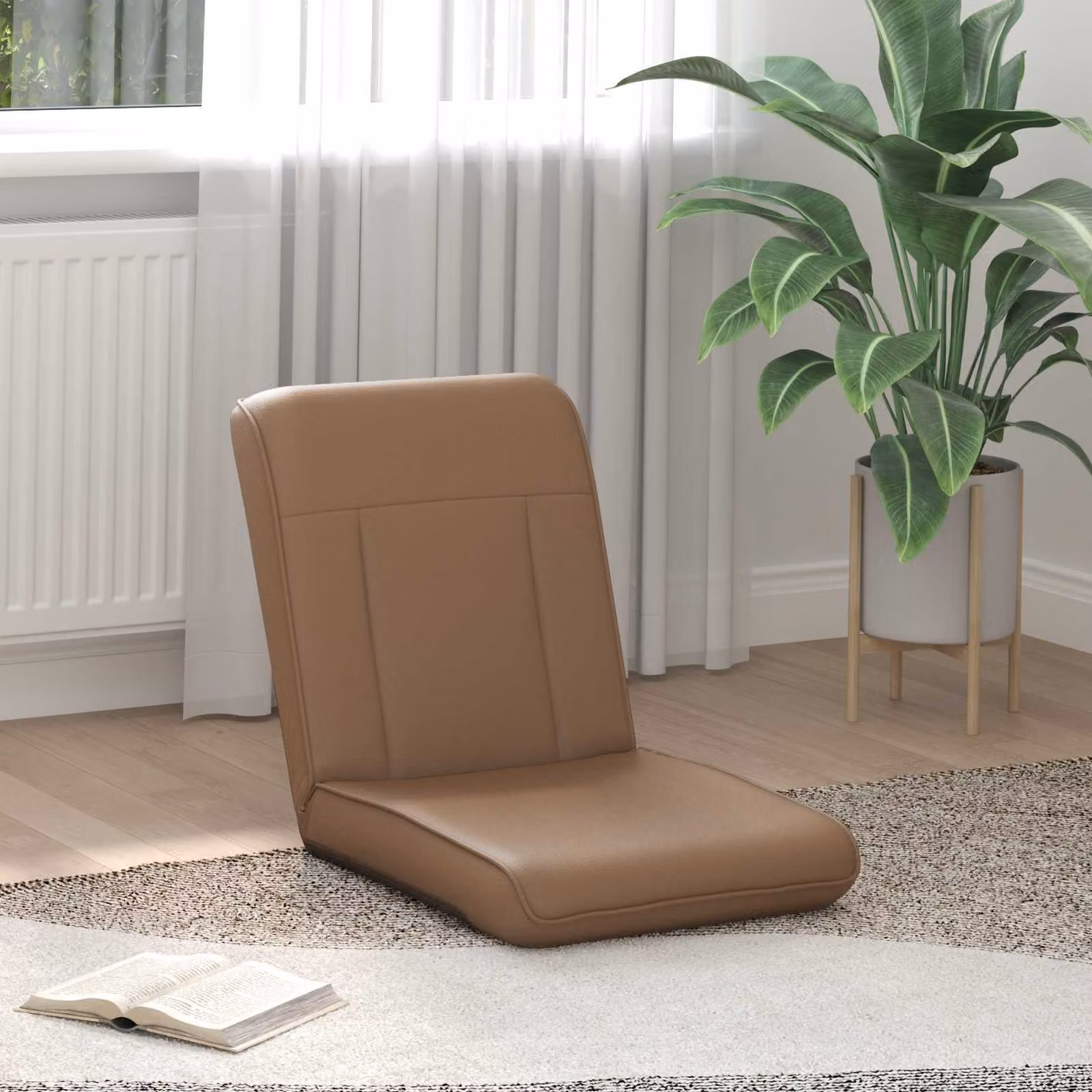Sedia a pavimento regolabile vidaXL in similpelle color cappuccino e beige