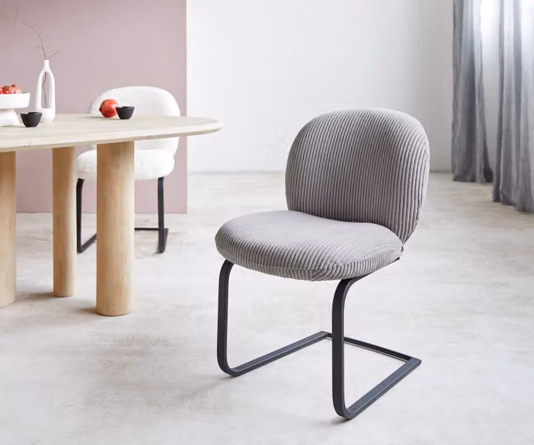 DELIFE Sedia a dondolo Nube-Flex, corda, grigio argento. Sedia a dondolo bassa, colore nero, con molle insacchettate