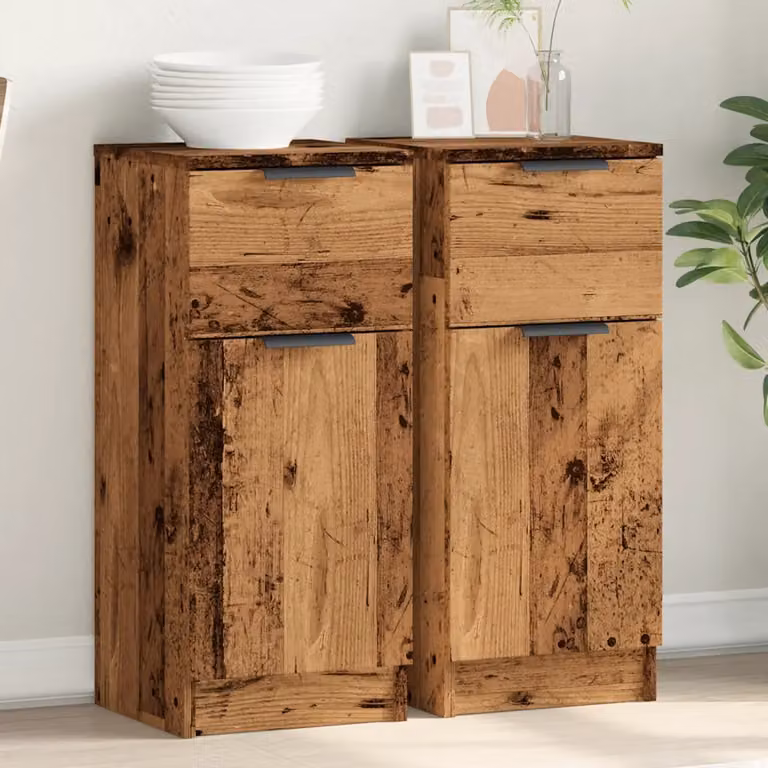 Set di 2 credenze vidaXL in legno multistrato color marrone per soggiorno o sala da pranzo, L/P/H: 30 x 30 x 70 cm