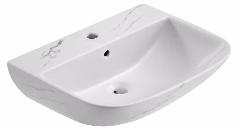 Lavabo Sanicomfort Rivo 60 cm in marmo, lavabo sospeso in Vetroceramica